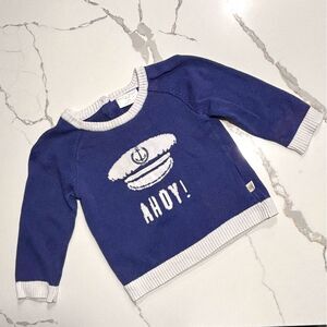 Rosie Pope | Baby Boys Navy Blue Ahoy Pullover Crew Sweater 18M